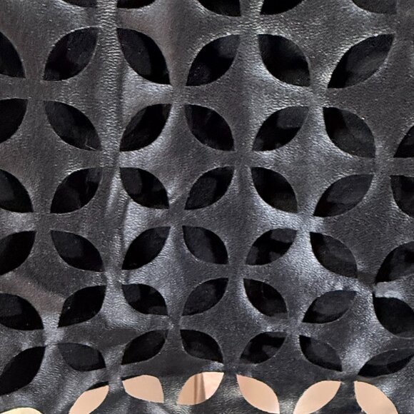 📌Cynthia Steffe Mix of Materials Laser-Cut Faux Leather Mini Dress - Picture 6 of 15